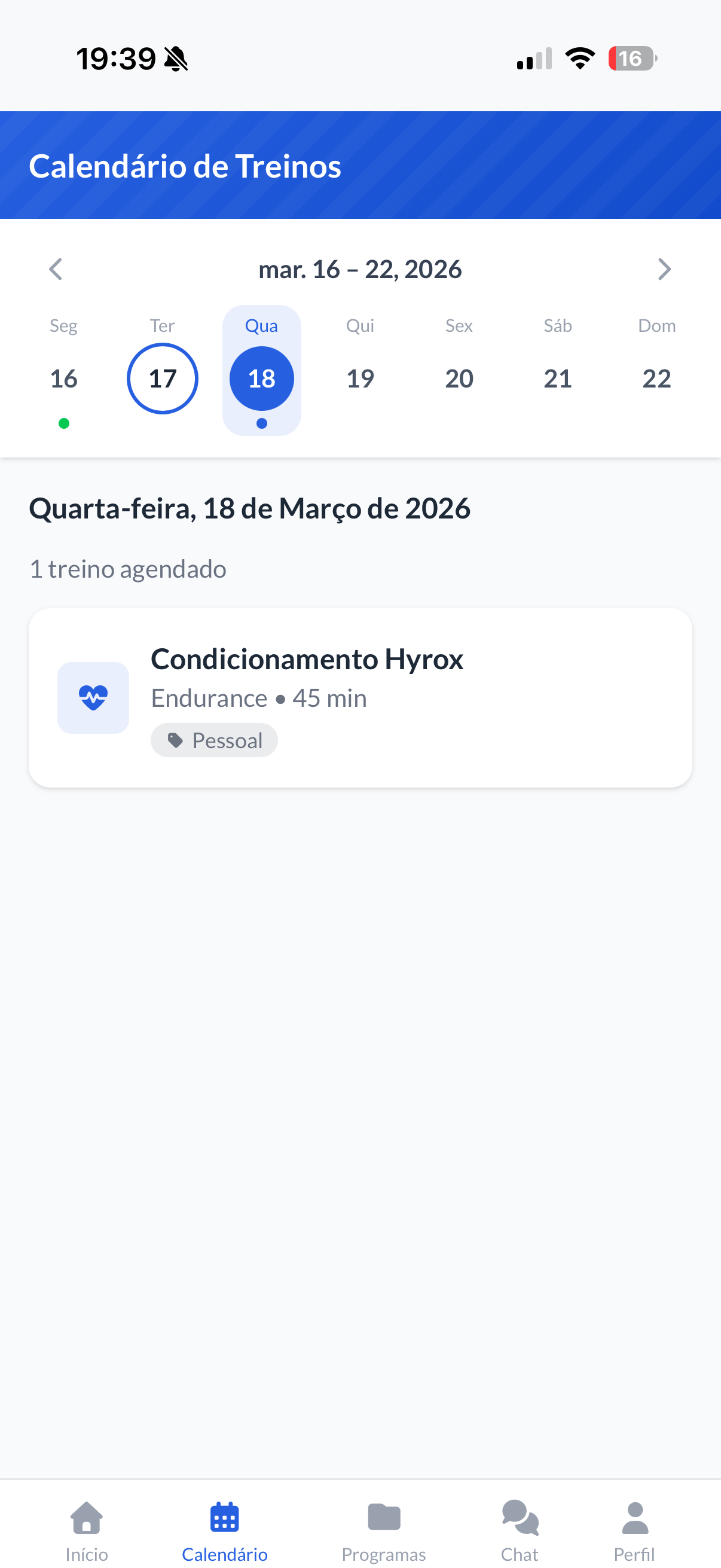 Calend&aacute;rio do Atleta