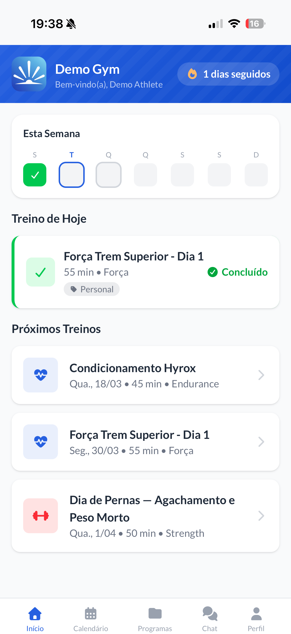 In&iacute;cio do Atleta