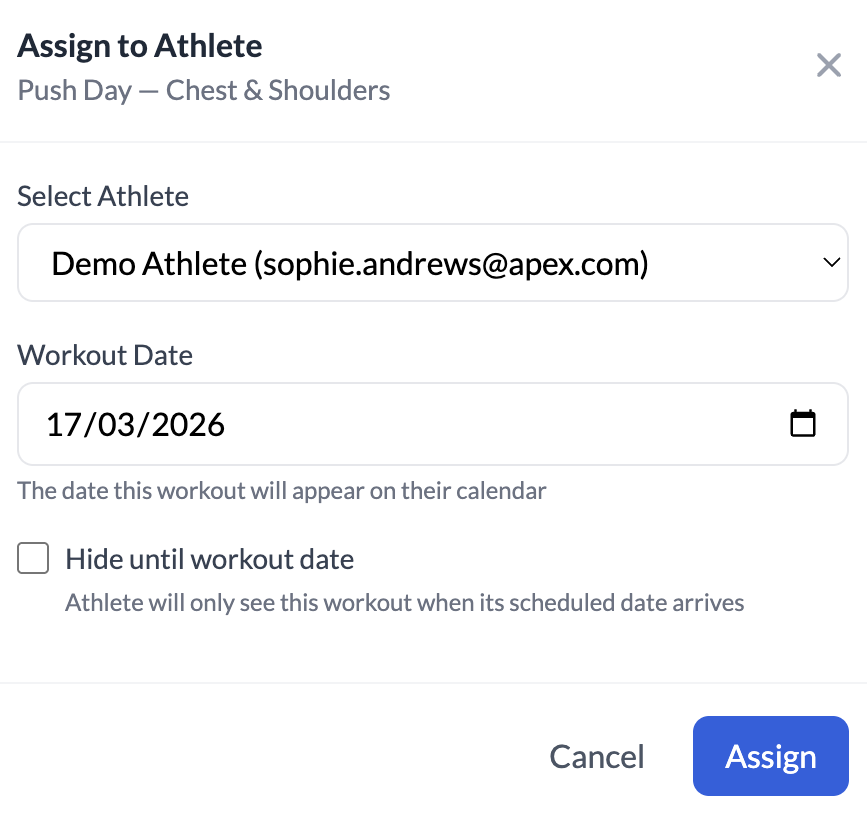 Direct assignment modal