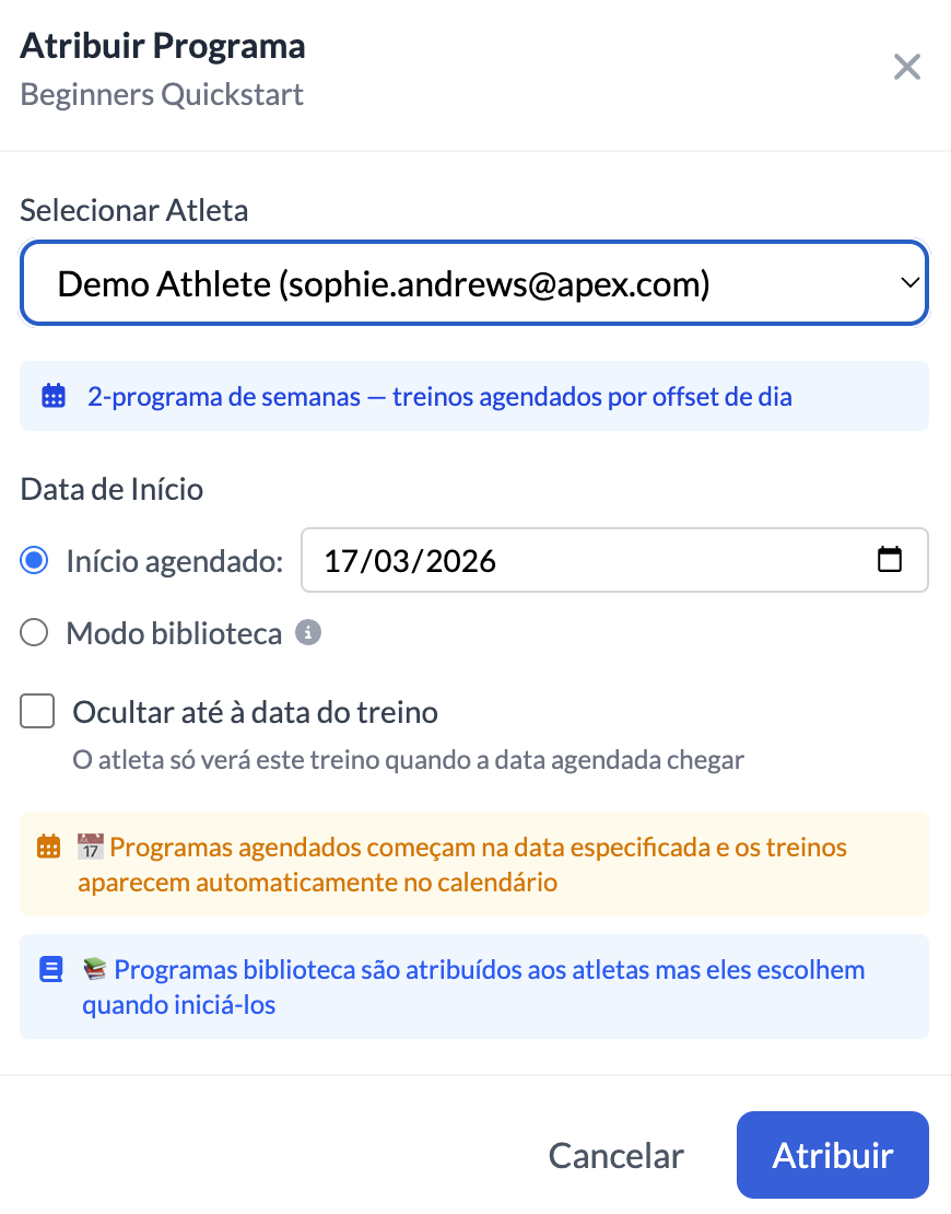 Atribuir Programa - Vista Programa