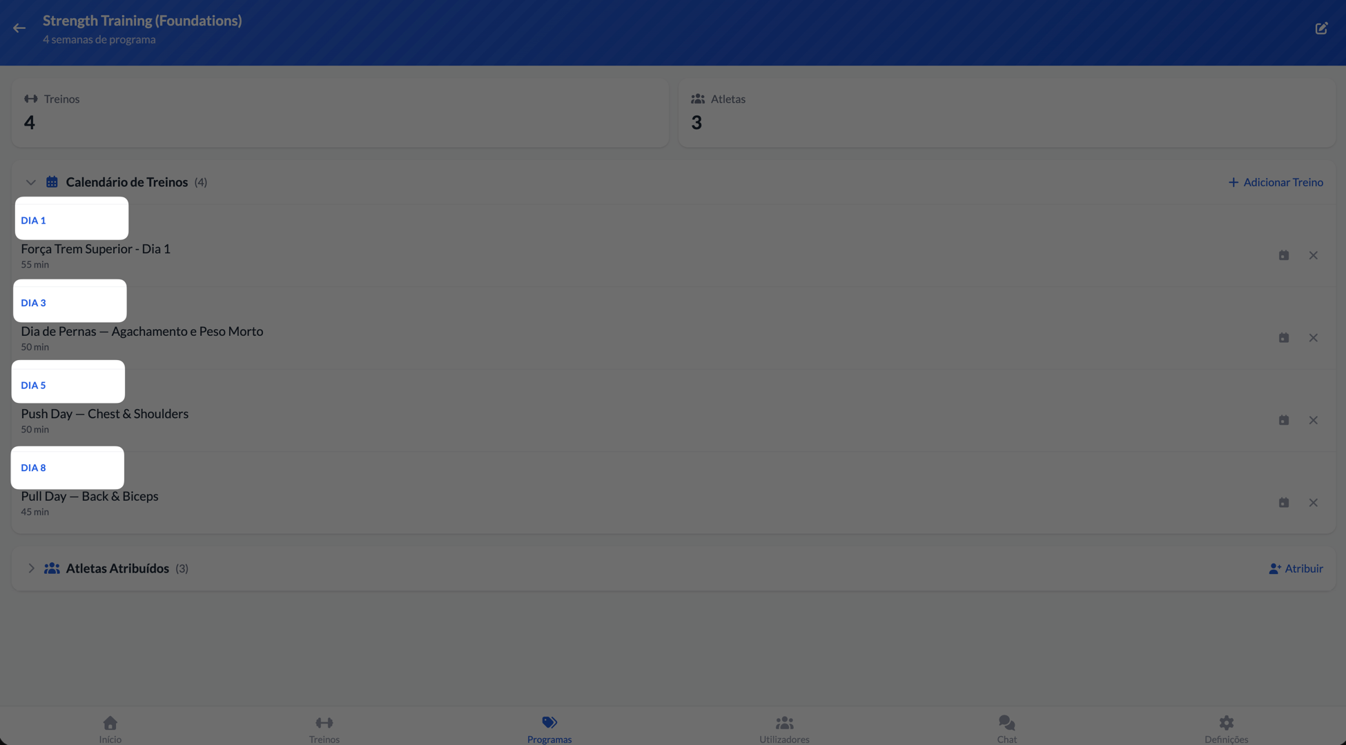 Dias Relativos do Programa