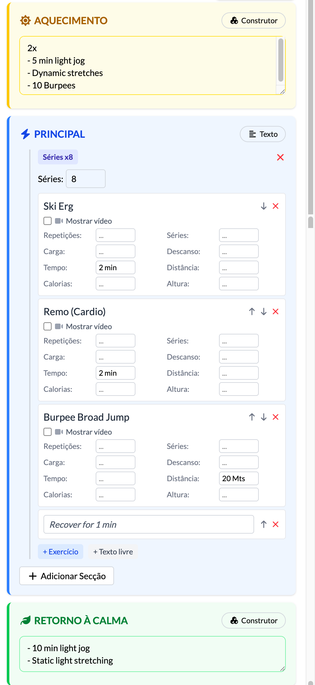 Construtor de Treinos